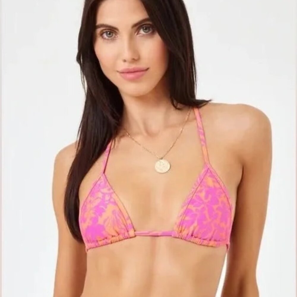 L*Space x Revolve Aspen Bikini PTP Top Triangle‎ Adjustable Pink & Orange M
